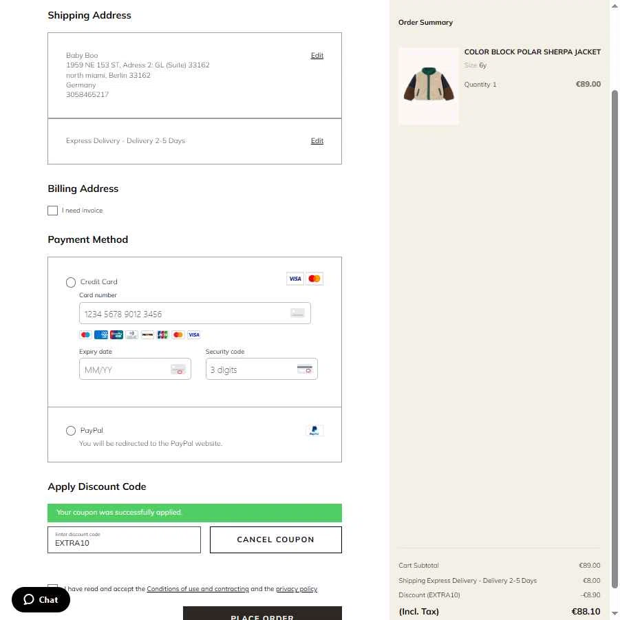 TinyCottons checkout page showing TinyCottons coupon code box | Screenshot taken by SimplyCodes community member on Oct 15, 2025