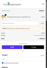 Tiny Keepsakes coupon verification screenshot
