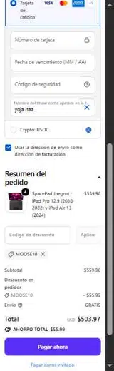 MOOSE10 coupon verification screenshot