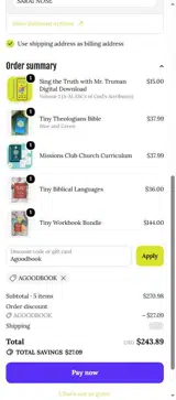 Tiny Theologians coupon verification screenshot