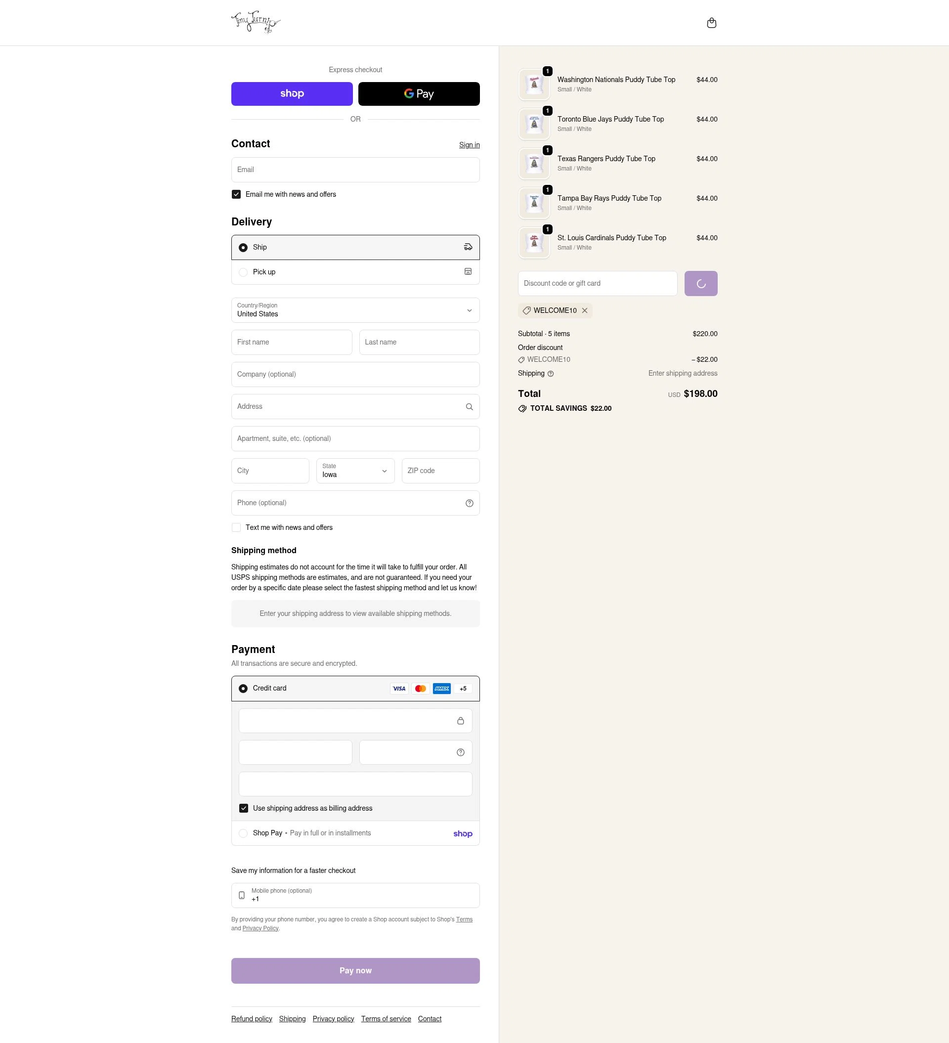 Tiny Turnip checkout page showing Tiny Turnip discount code box | Screenshot taken by SimplyCodes community member on Feb 13, 2026