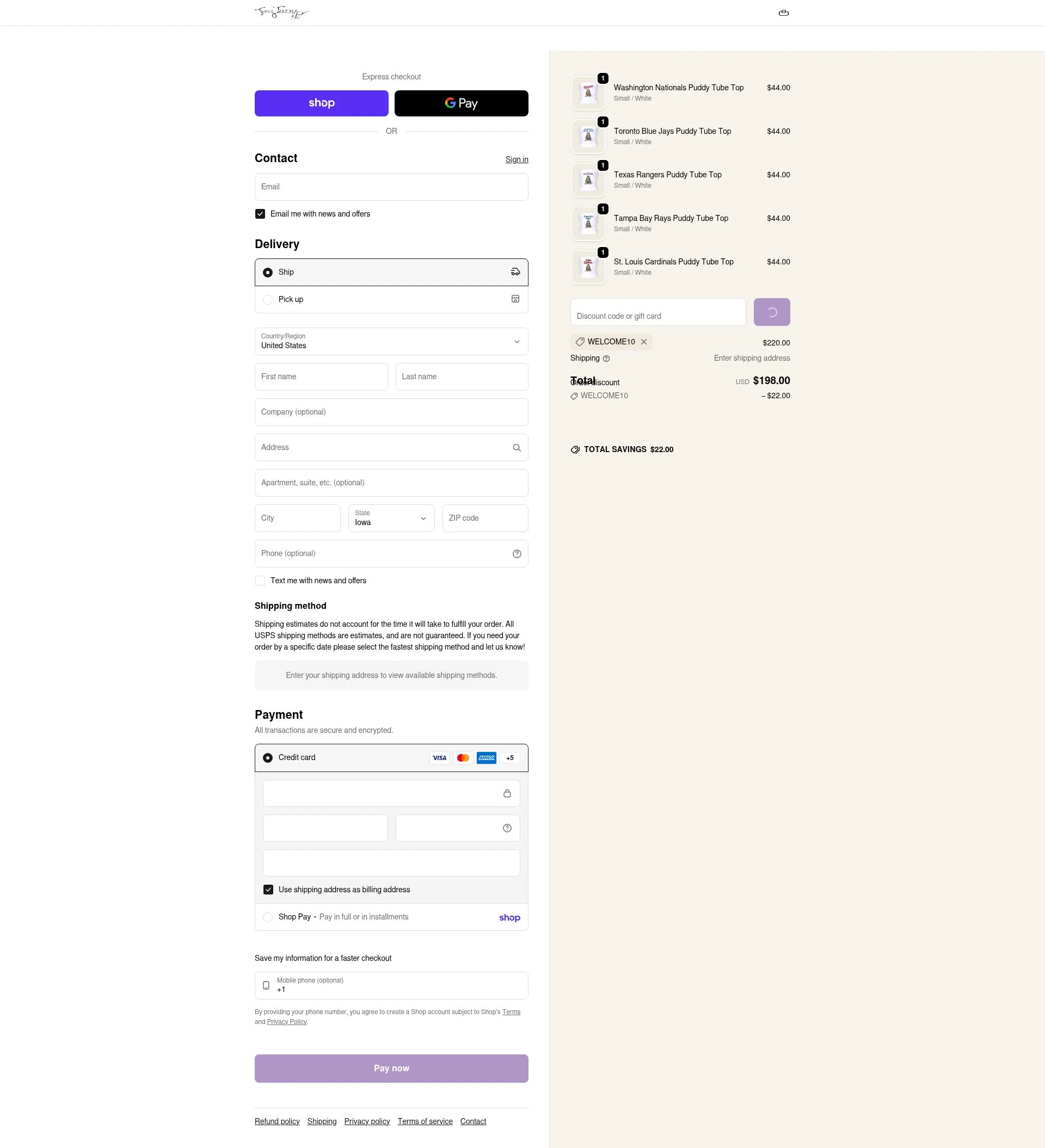 Tiny Turnip checkout page showing Tiny Turnip discount code box | Screenshot taken by SimplyCodes community member on Feb 9, 2026