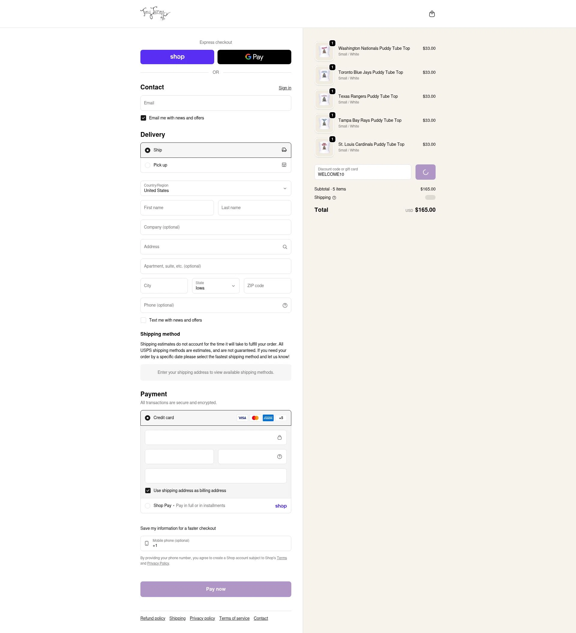 Tiny Turnip checkout page showing Tiny Turnip discount code box | Screenshot taken by SimplyCodes community member on Feb 18, 2026