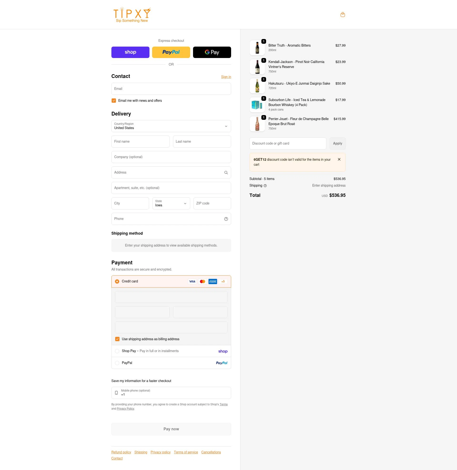 Tipxy checkout page showing Tipxy coupon code box | Screenshot taken by SimplyCodes community member on Feb 4, 2026