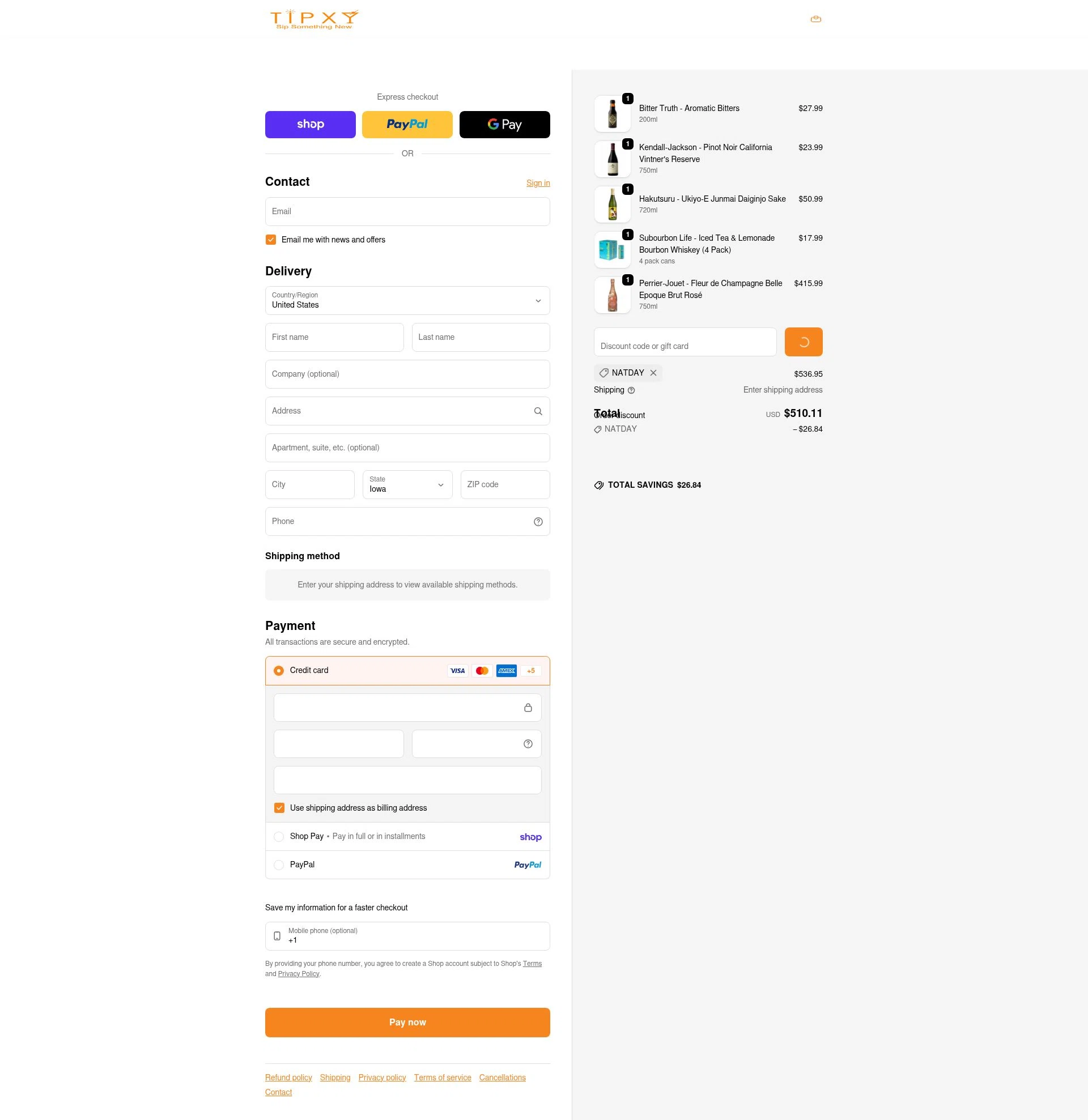 Tipxy checkout page showing Tipxy coupon code box | Screenshot taken by SimplyCodes community member on Feb 4, 2026