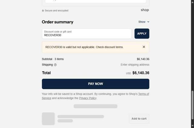 Titan Fitness checkout page showing Titan Fitness discount code box | Screenshot taken by SimplyCodes community member on Oct 4, 2025