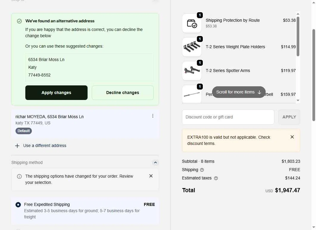 Titan Fitness checkout page showing Titan Fitness discount code box | Screenshot taken by SimplyCodes community member on Feb 4, 2026