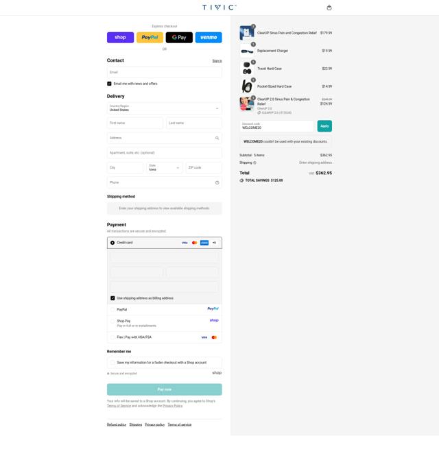 Tivic Health checkout page showing Tivic Health promo code box | Screenshot taken by SimplyCodes community member on Sep 10, 2025
