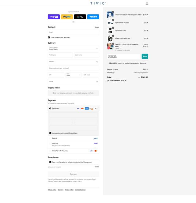 Tivic Health checkout page showing Tivic Health promo code box | Screenshot taken by SimplyCodes community member on Aug 24, 2025