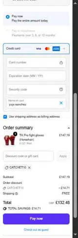 CATCHET10 coupon verification screenshot