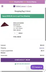 napkin10off coupon verification screenshot