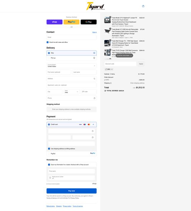 Tlyard checkout page showing Tlyard coupon code box | Screenshot taken by SimplyCodes community member on Sep 11, 2025