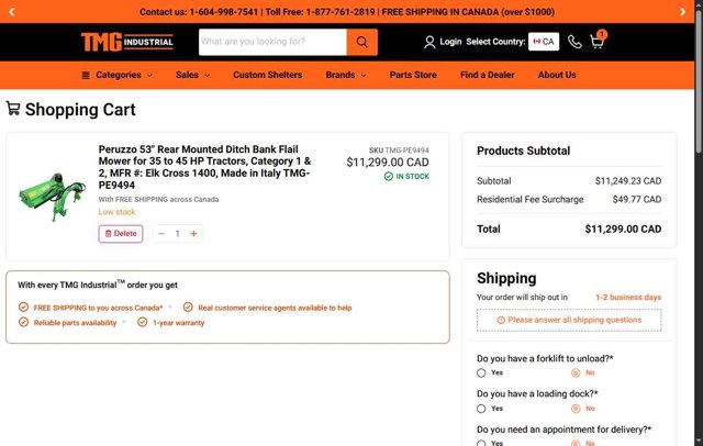 TMG Industrial CA checkout page showing TMG Industrial CA discount code box | Screenshot taken by SimplyCodes community member on Aug 18, 2025