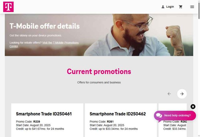 T-Mobile checkout page showing T-Mobile promo code box | Screenshot taken by SimplyCodes community member on Aug 29, 2025