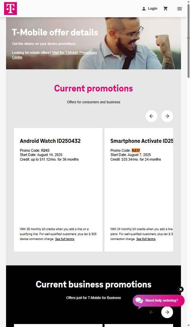T-Mobile checkout page showing T-Mobile promo code box | Screenshot taken by SimplyCodes community member on Aug 29, 2025