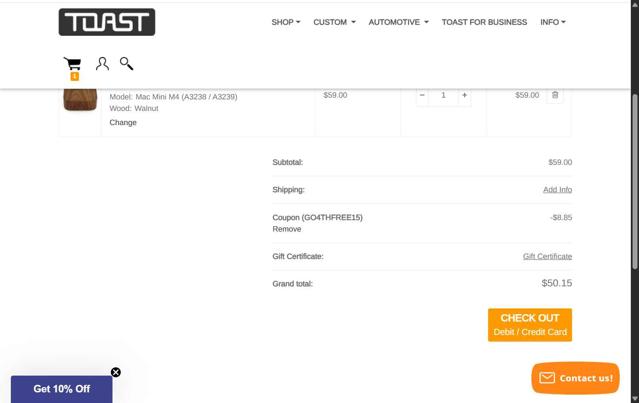 TOAST checkout page showing TOAST promo code box | Screenshot taken by SimplyCodes community member on Jul 4, 2025