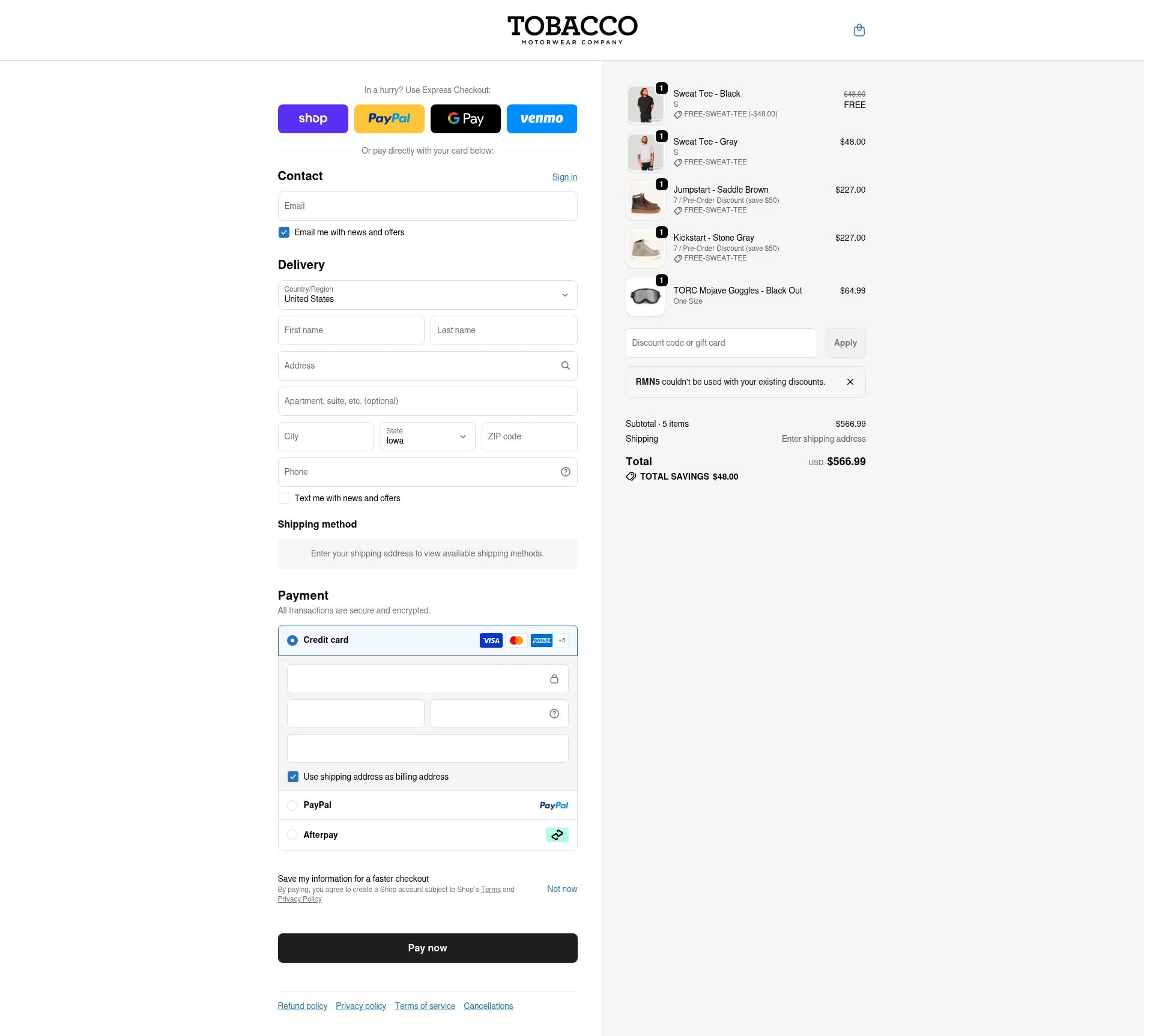 tobacco motorwear discount code Tobacco Motorwear Company Promo Codes