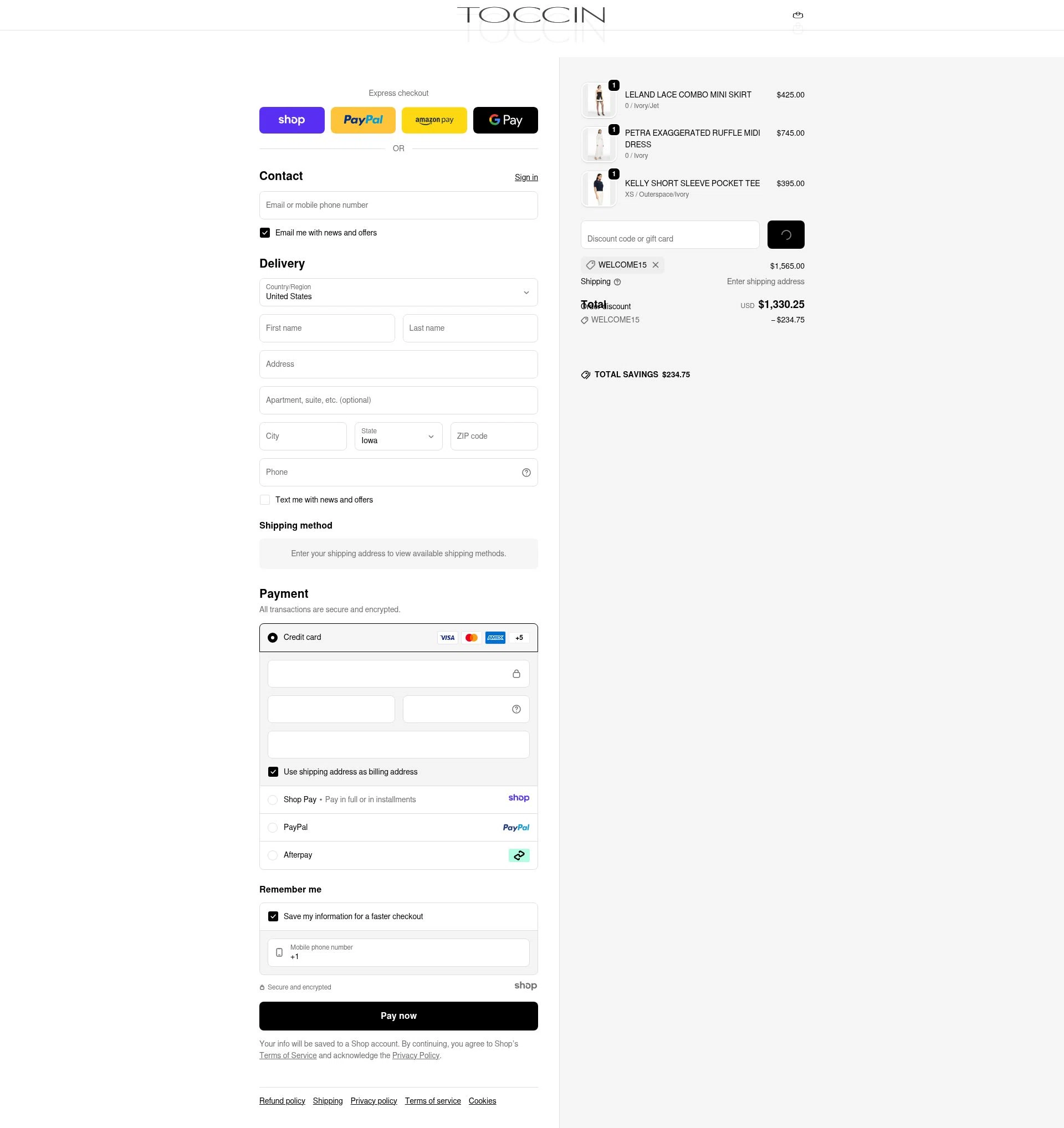 Toccin checkout page showing Toccin promo code box | Screenshot taken by SimplyCodes community member on Jan 1, 2026