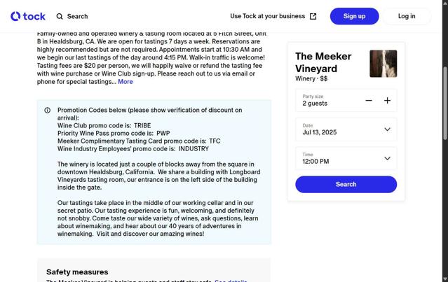 Tock checkout page showing Tock discount code box | Screenshot taken by SimplyCodes community member on Jul 13, 2025