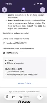 ITSMILASKYE coupon verification screenshot