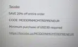 MODERNMOMTREPRENEUR coupon verification screenshot