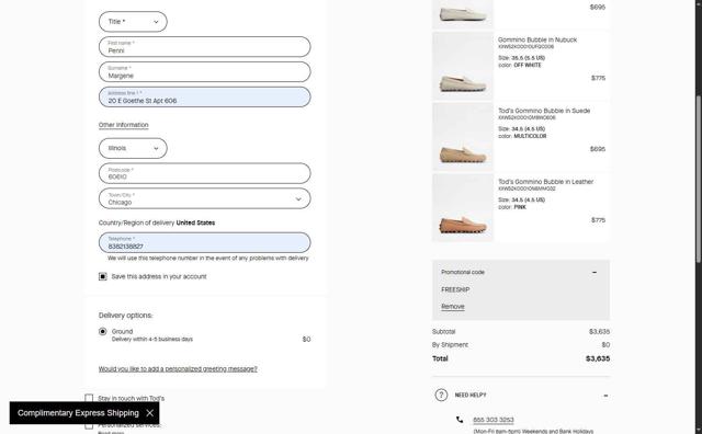 Tod's checkout page showing Tod's promo code box | Screenshot taken by SimplyCodes community member on Jul 8, 2025