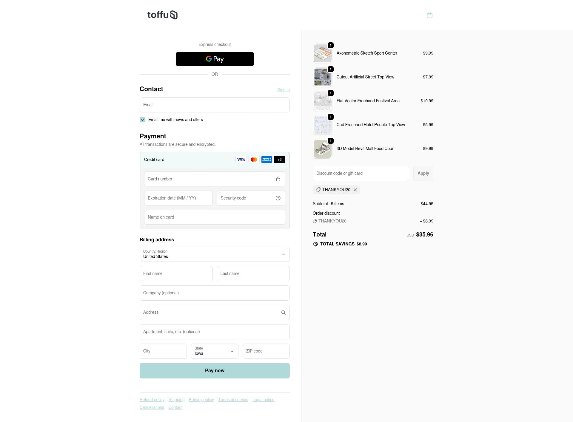 Toffu Co checkout page showing Toffu Co promo code box | Screenshot taken by SimplyCodes community member on Sep 21, 2025