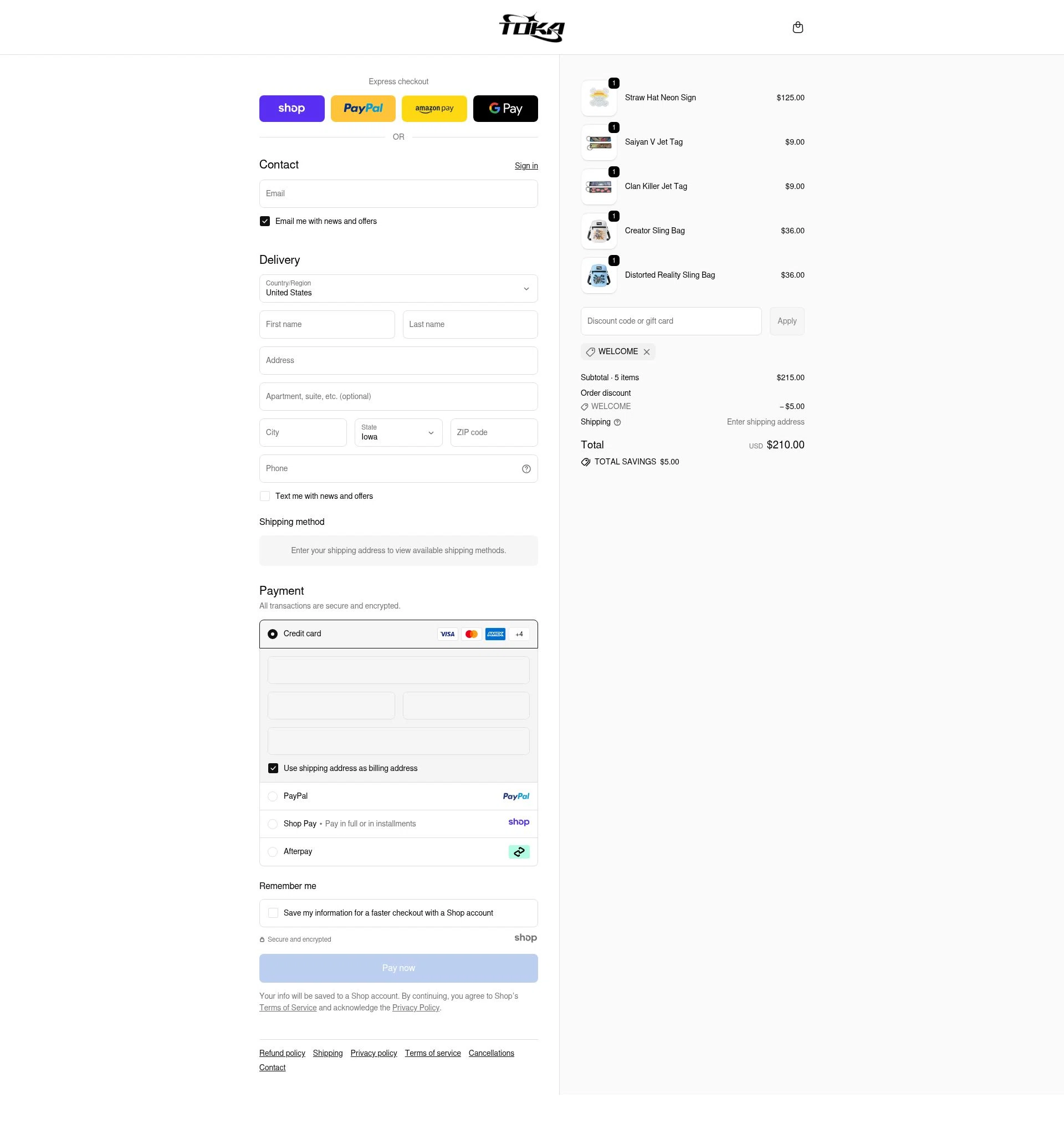 Toka checkout page showing Toka discount code box | Screenshot taken by SimplyCodes community member on Nov 4, 2025