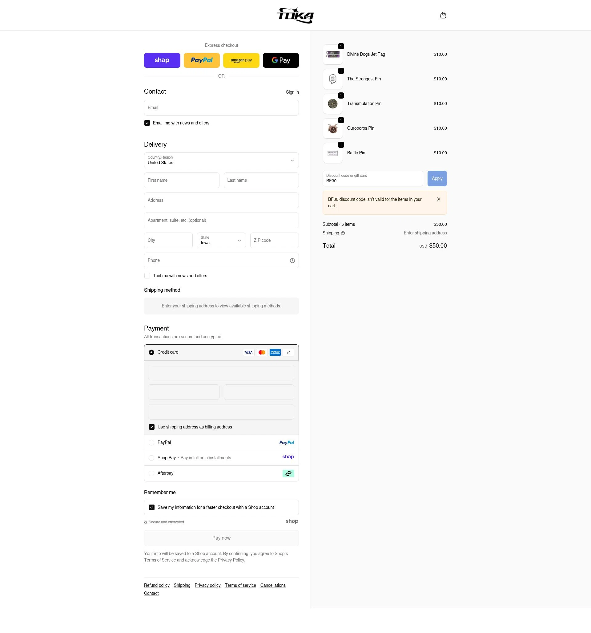 Toka checkout page showing Toka discount code box | Screenshot taken by SimplyCodes community member on Nov 25, 2025