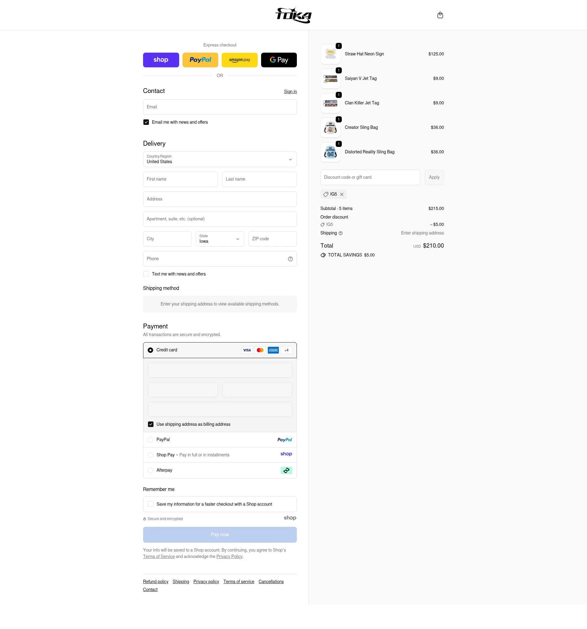 Toka checkout page showing Toka discount code box | Screenshot taken by SimplyCodes community member on Nov 4, 2025