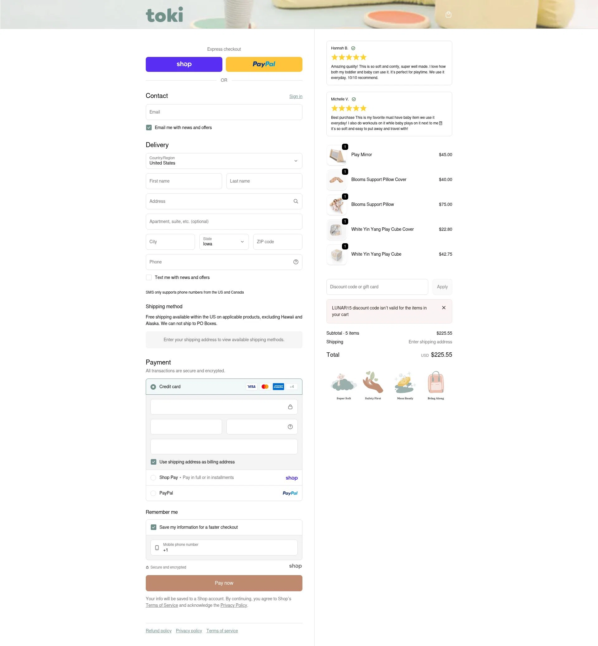 Toki Mats checkout page showing Toki Mats discount code box | Screenshot taken by SimplyCodes community member on Jan 21, 2026