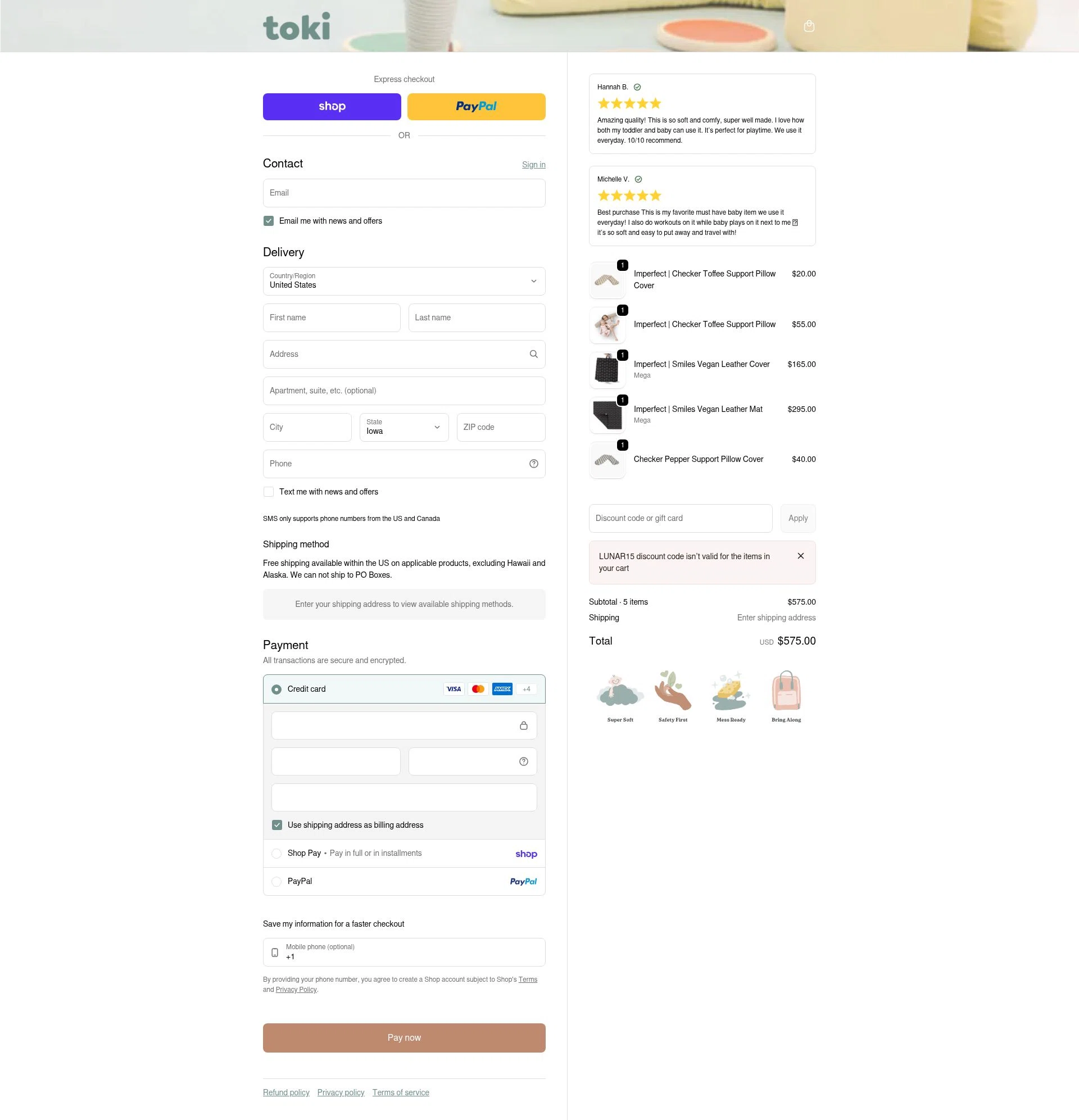 Toki Mats checkout page showing Toki Mats discount code box | Screenshot taken by SimplyCodes community member on Feb 3, 2026