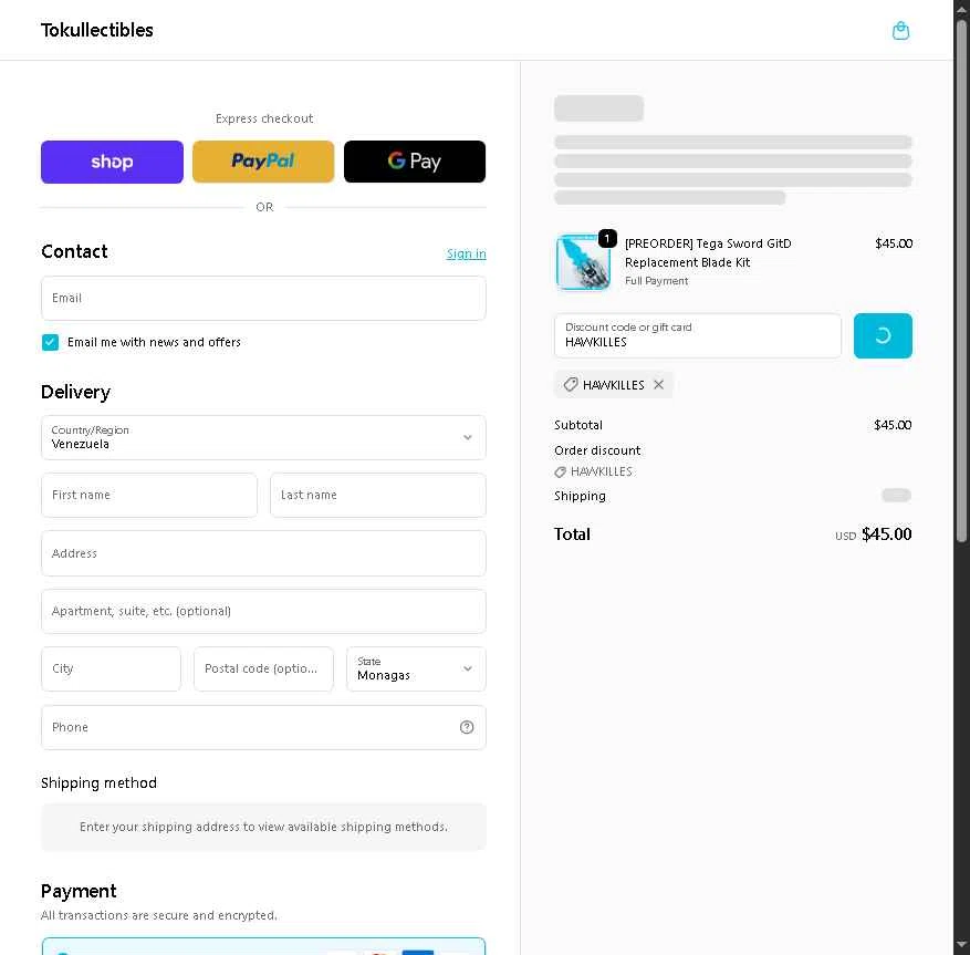 Tokullectibles checkout page showing Tokullectibles discount code box | Screenshot taken by SimplyCodes community member on Jan 12, 2026