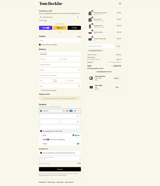 Tom Beckbe checkout page showing Tom Beckbe discount code box | Screenshot taken by SimplyCodes community member on Jul 22, 2025