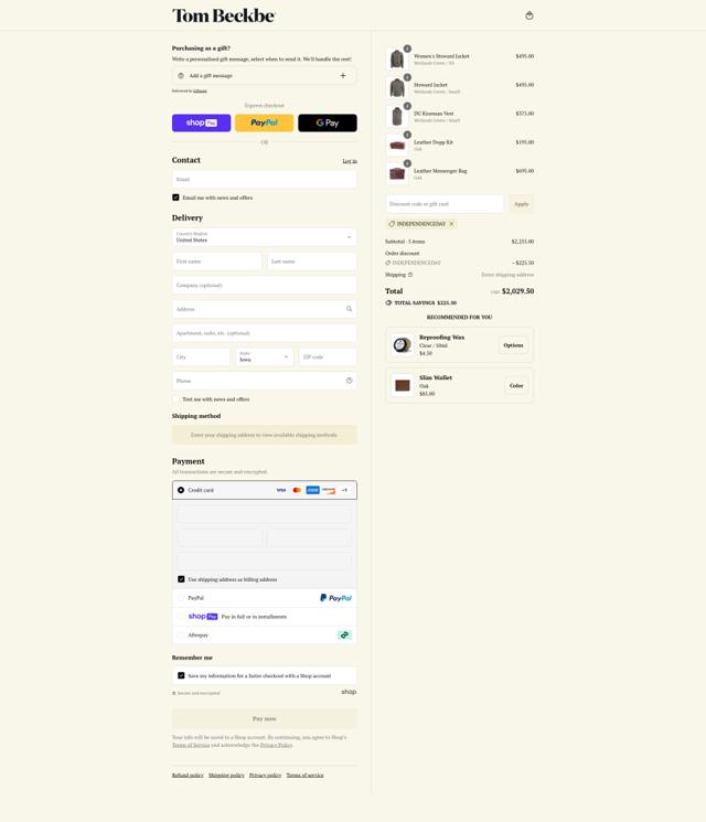 Tom Beckbe checkout page showing Tom Beckbe discount code box | Screenshot taken by SimplyCodes community member on Jul 18, 2025