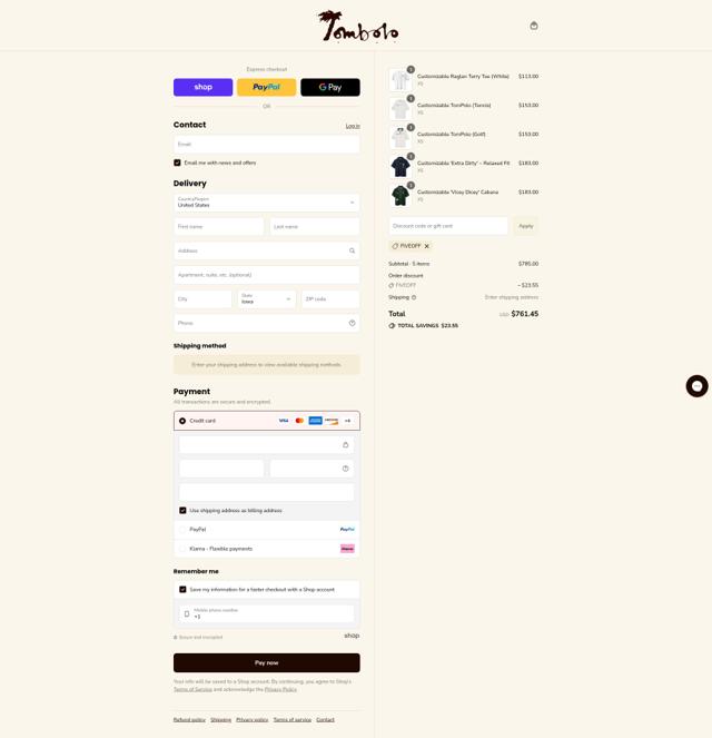 Tombolo checkout page showing Tombolo discount code box | Screenshot taken by SimplyCodes community member on Sep 4, 2025