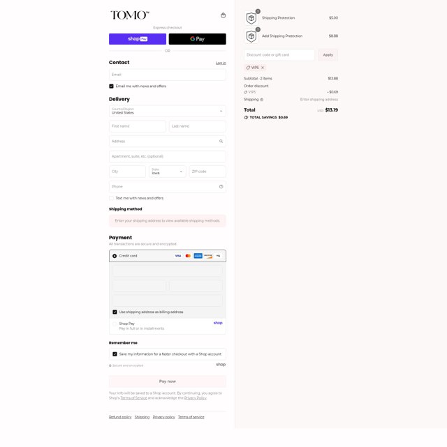 TOMO™ Bottle checkout page showing TOMO™ Bottle coupon code box | Screenshot taken by SimplyCodes community member on Aug 19, 2025