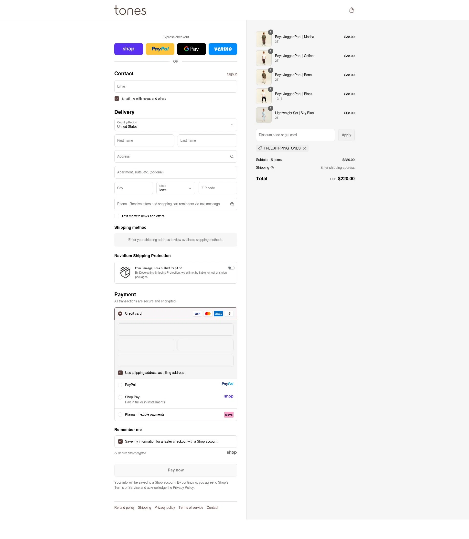 Tones checkout page showing Tones coupon code box | Screenshot taken by SimplyCodes community member on Sep 16, 2025