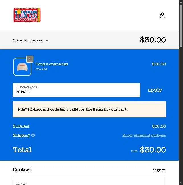 Tony's Chocolonely checkout page showing Tony's Chocolonely discount code box | Screenshot taken by SimplyCodes community member on Sep 27, 2025