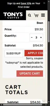 SUBSYRUP coupon verification screenshot