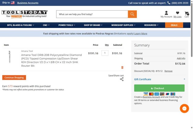 ToolsToday checkout page showing ToolsToday coupon code box | Screenshot taken by SimplyCodes community member on Aug 12, 2025