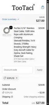 SOPU10 coupon verification screenshot
