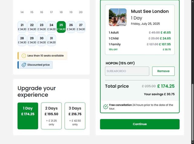 Tootbus checkout page showing Tootbus promo code box | Screenshot taken by SimplyCodes community member on Jul 20, 2025