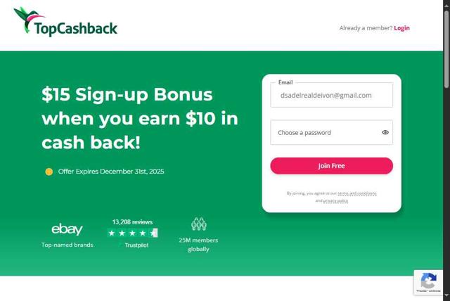 TopCashback checkout page showing TopCashback promo code box | Screenshot taken by SimplyCodes community member on Sep 8, 2025