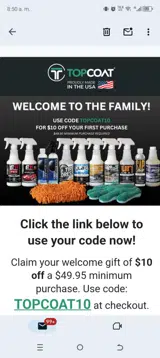 TOPCOAT10 coupon verification screenshot