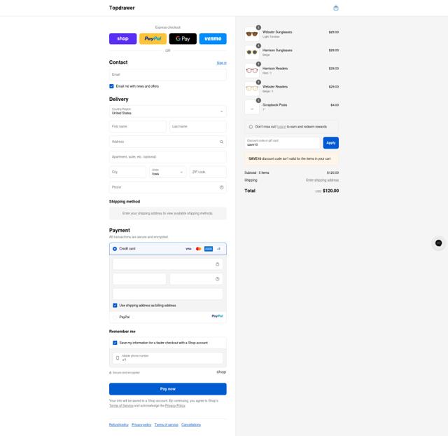 Topdrawer checkout page showing Topdrawer promo code box | Screenshot taken by SimplyCodes community member on Sep 13, 2025
