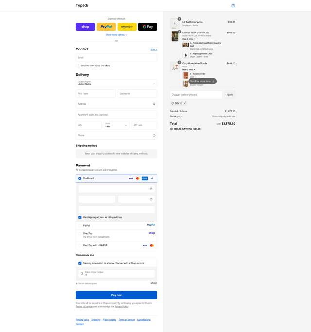 TopJob checkout page showing TopJob promo code box | Screenshot taken by SimplyCodes community member on Sep 15, 2025