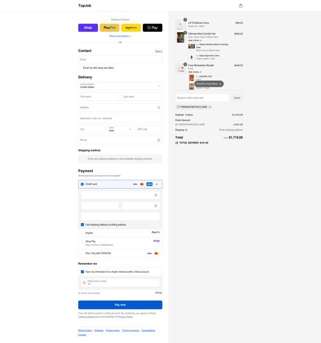 TopJob checkout page showing TopJob promo code box | Screenshot taken by SimplyCodes community member on Sep 10, 2025