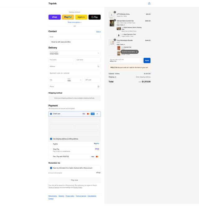 TopJob checkout page showing TopJob promo code box | Screenshot taken by SimplyCodes community member on Sep 15, 2025