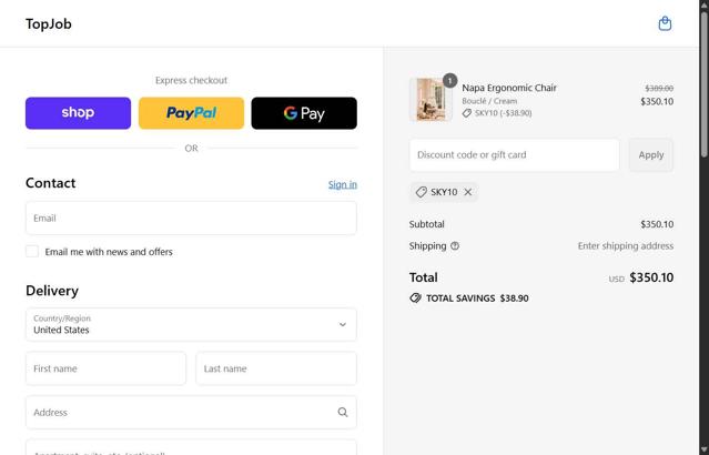 TopJob checkout page showing TopJob promo code box | Screenshot taken by SimplyCodes community member on Sep 13, 2025